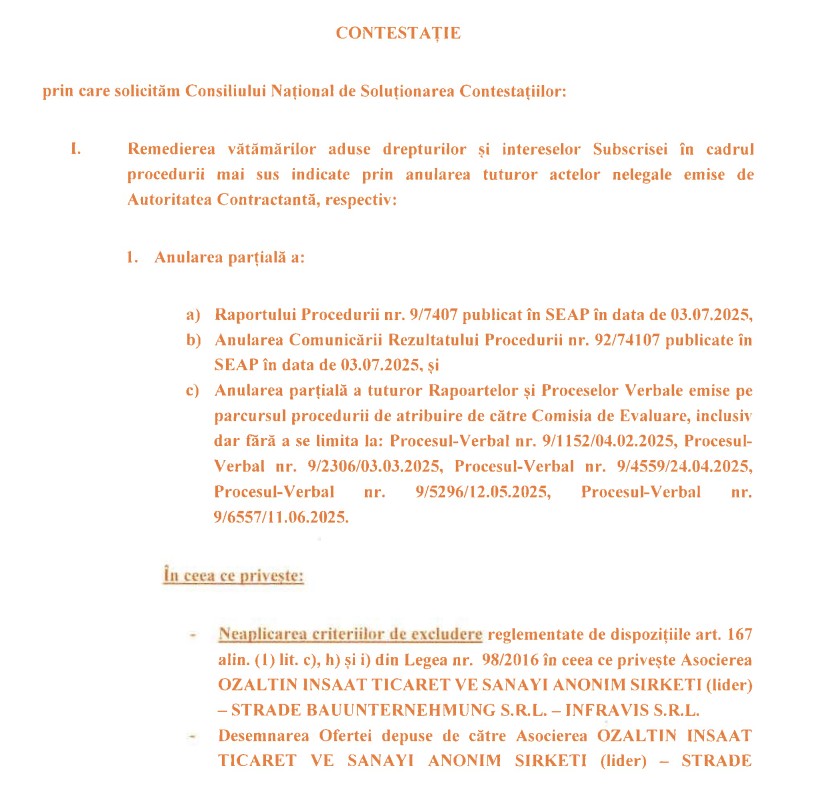 Contestație Gott Strasse primul lot Autostrada Craiova Filiași