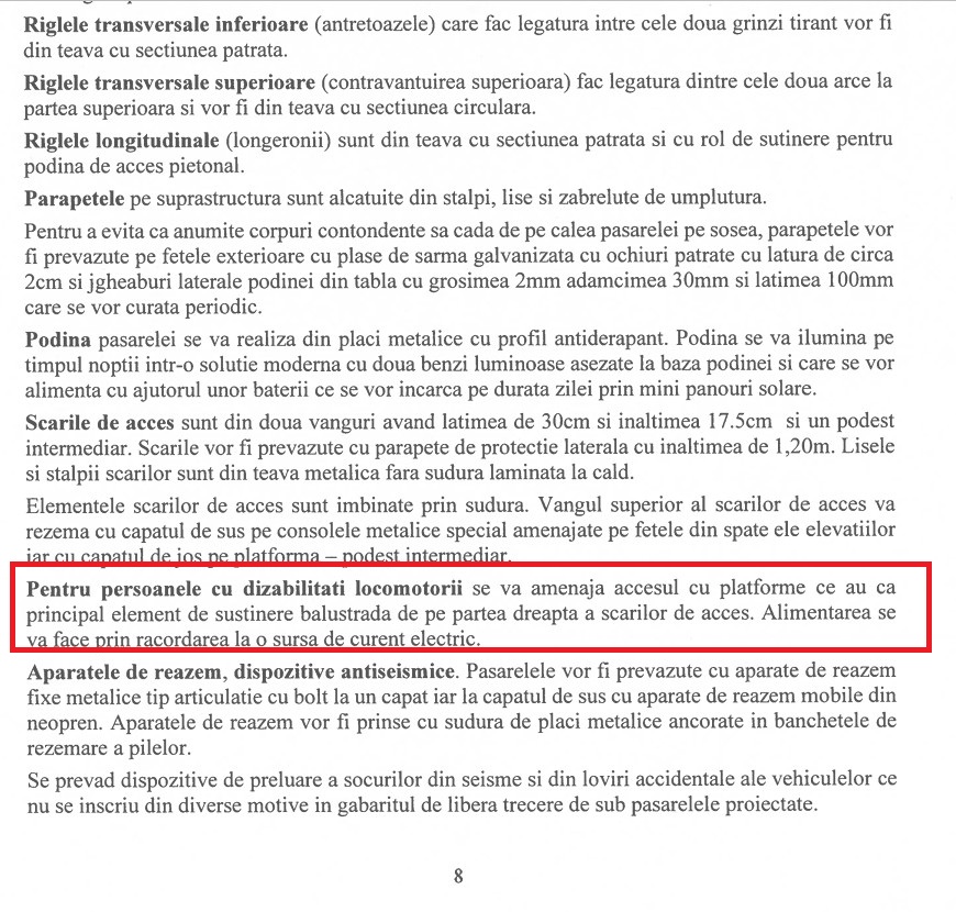 Memoriu Tehnic –Pasarelă pietonală Chiajna (2015)